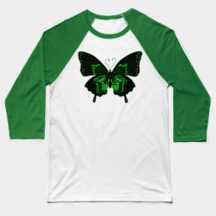 Green Butterfly skull Baseball T-Shirt